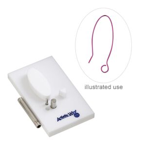 Jig, Artistic Wire® Findings Forms™, Beadalon®, 35mm ear wire, acrylic / steel / stainless steel, white and blue, 2 x 1-1/4 inch rectangle. Sold per 2-piece set.