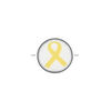 Bead, polymer clay, white / black / yellow, 14mm double-sided flat round with awareness ribbon. Sold per pkg of 30. image number 1