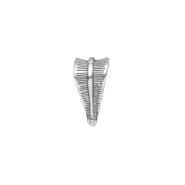 Bail, ice-pick, antiqued sterling silver, 15x8mm textured shield, 10mm grip length. Sold individually. image number 0
