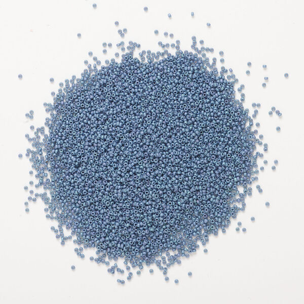 Seed bead, Miyuki, 1pkg250g, glass, #15 rocaille, opaque matte rainbow steel blue (RR-2030) image number 1