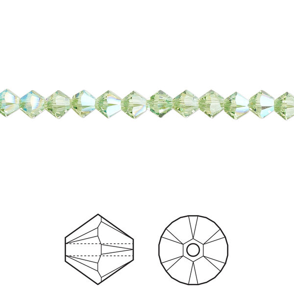 Bead 48pk peridot shimmer, Crystal Passions® 4mm bicone 5328 image number 0