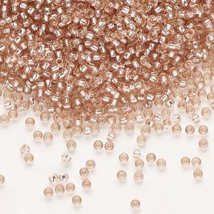 Seed bead, Preciosa Ornela Czech glass, pkg/50g, #11 rocaille, translucent solgel dyed silver-lined champagne, (78111).