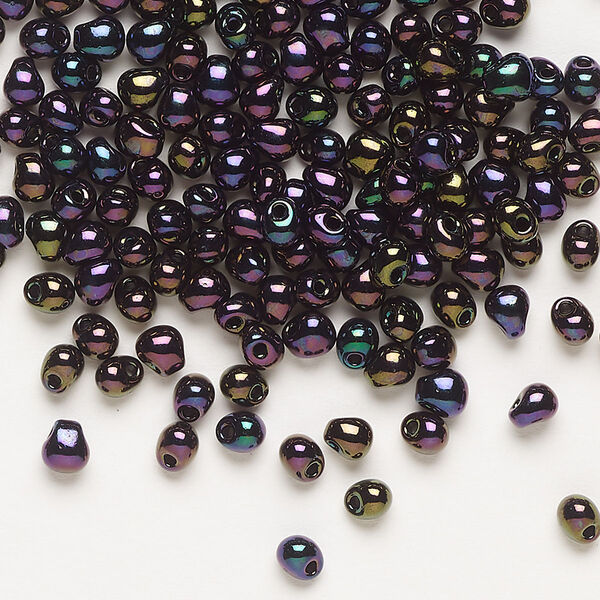 Seed bead, Miyuki, glass, pkg/250g, 4x3.4mm fringe, opaque gunmetal dark wine, (DP-454). image number 0