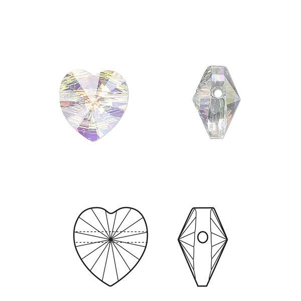 Bead 2pk crystal AB, Crystal Passions® 10mm heart 5742 image number 0