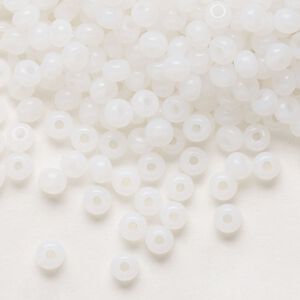 Seed bead, Preciosa Ornela Czech glass, pkg/50g, #6 rocaille, opaque alabaster, (02090).