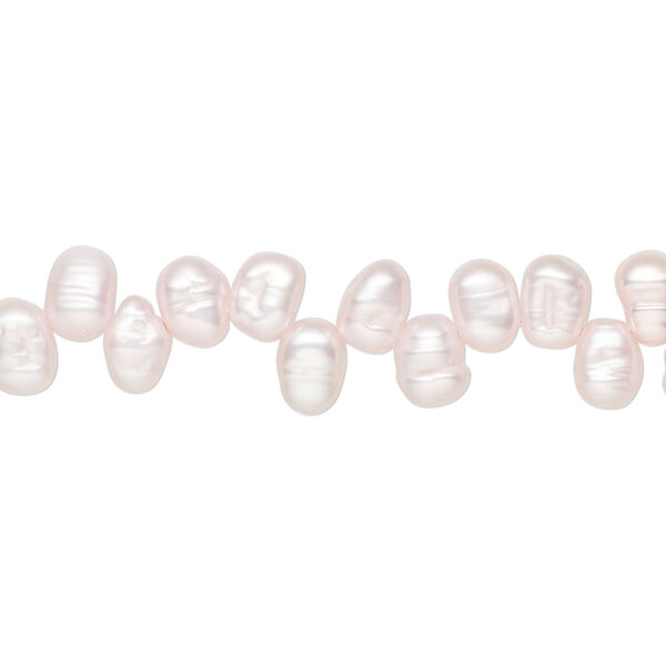 Pearl 1pkg1, cultured freshwater, rice C grade, 15 inch 6x4mm-8x5mm dyed blush image number 0