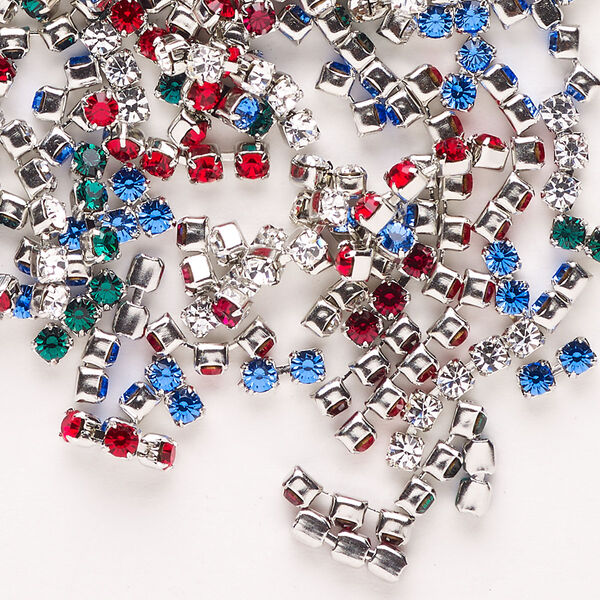 Cupchain mix 25g pk imitation rhodium plated, Crystal Passions® 2-4mm image number 0