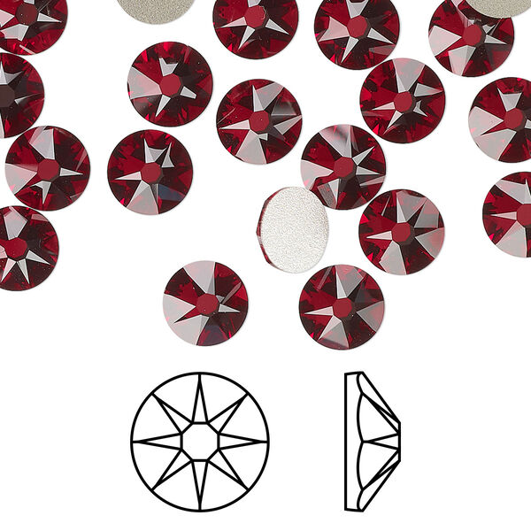 Flat back 12pk Siam foil back, Crystal Passions® 7.07-7.27mm rose round SS34 2088 image number 0