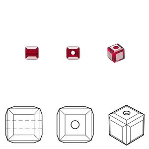 Bead 12pk Siam, Crystal Passions® 4mm cube 5601