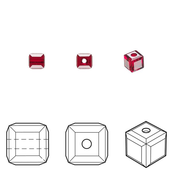 Bead 12pk Siam, Crystal Passions® 4mm cube 5601 image number 0
