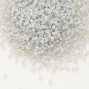 Seed bead, Delica®, glass, pkg/7.5g, #11 round, translucent matte rainbow grey mist (DB-1286).