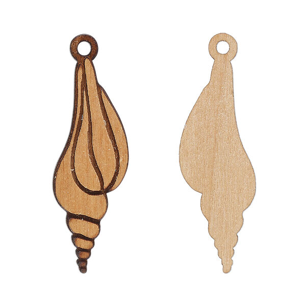 Focal, European white birch (natural), 31x11mm single-sided laser-cut shell. Sold per pkg of 2. image number 0