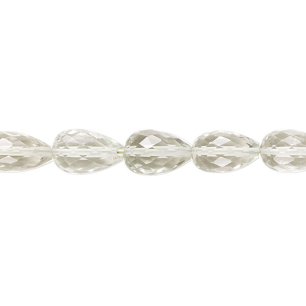 Green quartz 1pkg1, hand-cut micro-faceted teardrop bead 6.5 inch 8x6mm-12x7mm image number 0