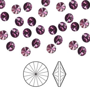 Chaton 144pk amethyst foil back, Preciosa MAXIMA Czech crystal rhinestone 8.16-8.41mm rivoli SS39