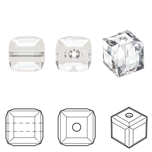 Bead 2pk crystal, Crystal Passions® 10mm cube 5601 image number 0