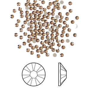 Flat back 1pkg144 light smoked topaz foil back, Crystal Passions® Regenerated 1.7-1.9mm rose round SS5 2058