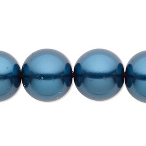 Bead, crystal pearl, teal, 16mm round. Sold per 15-1/2" to 16" strand, approximately 25 beads.