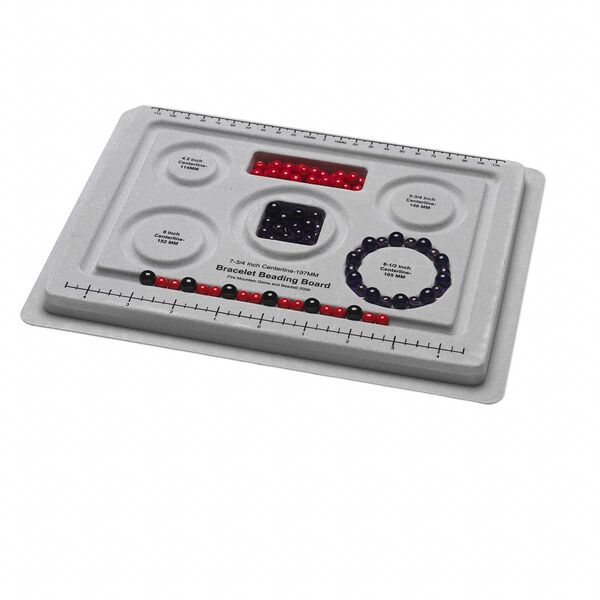 Bead board, grey with flocking, 10x7-1/2 inches with 5 round grooves for bracelets. Sold individually. image number 0