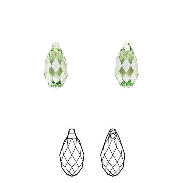 Briolette 24pk peridot, Crystal Passions® Regenerated 11x5.5mm pendant drop 6010 image number 0