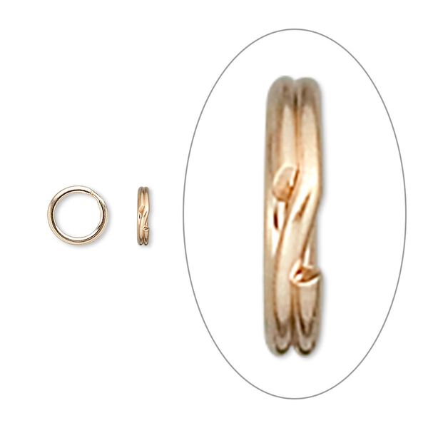 Split ring, 14Kt gold-filled, 6mm round, 0.05-inches thick. Sold per pkg of 10. image number 0