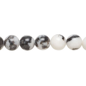 Zebra "jasper" 1pkg1, round bead natural, 15 inch 7-8mm