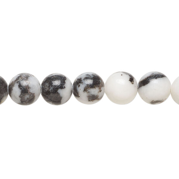 Zebra "jasper" 1pkg1, round bead natural, 15 inch 7-8mm image number 0
