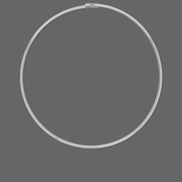Neckwire, silver-plated brass, 3mm flat, 16 inches with locking ends. Sold individually. image number 0