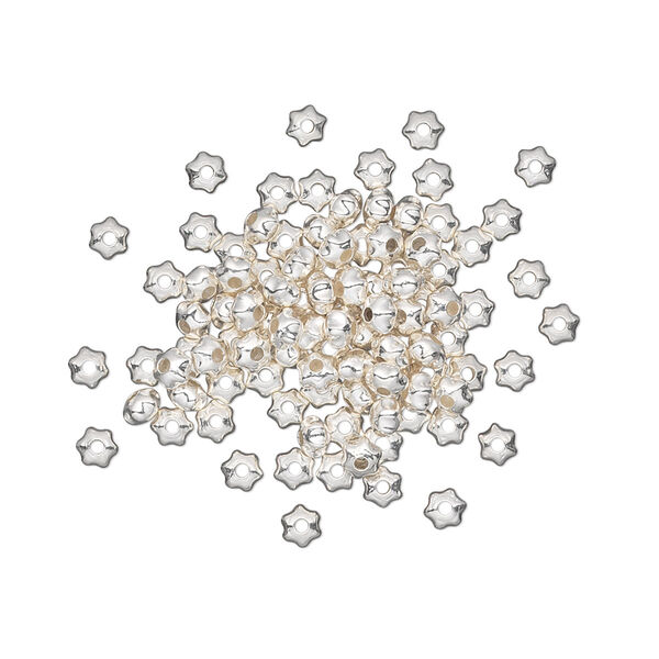 Bead, silver-plated brass, 3x2mm star. Sold per pkg of 100. image number 0