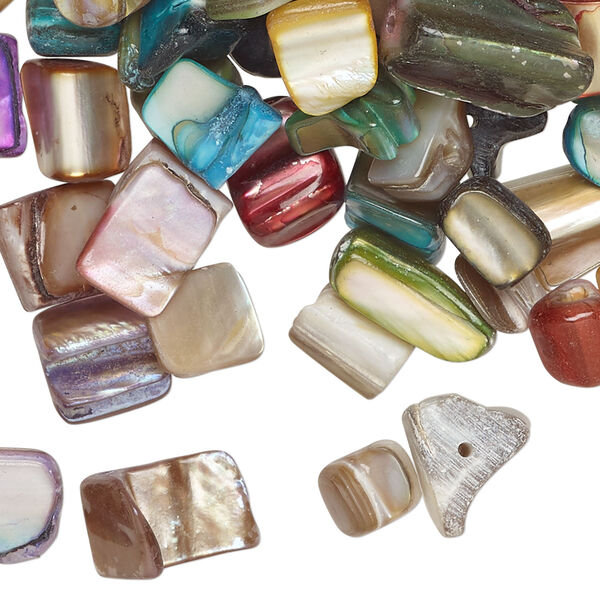 Mother-of-pearl shell 1pkg2oz, mixed shapes bead, mix mixed colors 5x5mm-14x12mm image number 0