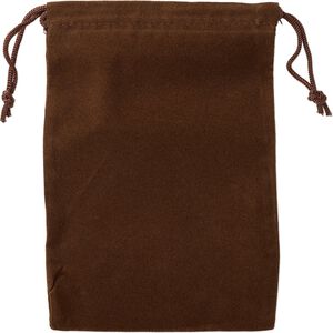Pouch, velveteen and cotton, brown, 5-1/2 x 4-inch rectangle with drawstring closure. Sold per pkg of 25.