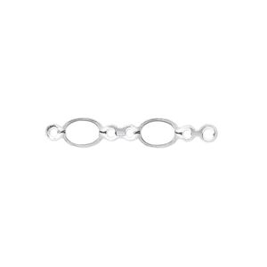Link, sterling silver, 6x4mm oval fold-over bezel setting. Sold per pkg of 6.