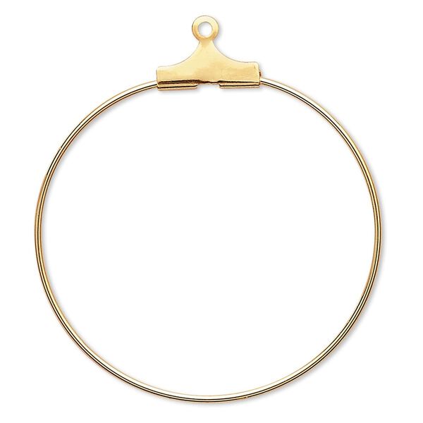 Beading hoop, gold-plated brass, 30mm round. Sold per pkg of 100. image number 0