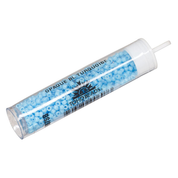 Seed bead, TOHO BEADS&reg;, glass, pkg/7.5g, #11 round, opaque turquoise blue (TR-11-43). image number 0