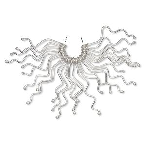Focal, Hill Tribes, silver-plated copper, 30x6mm-45x8mm fan. Sold per 1-1/2 inch strand, approximately 25 pieces.