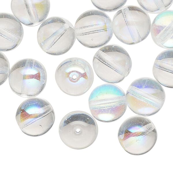 Czech glass 1pkg40, round druk bead clear AB 10mm image number 0
