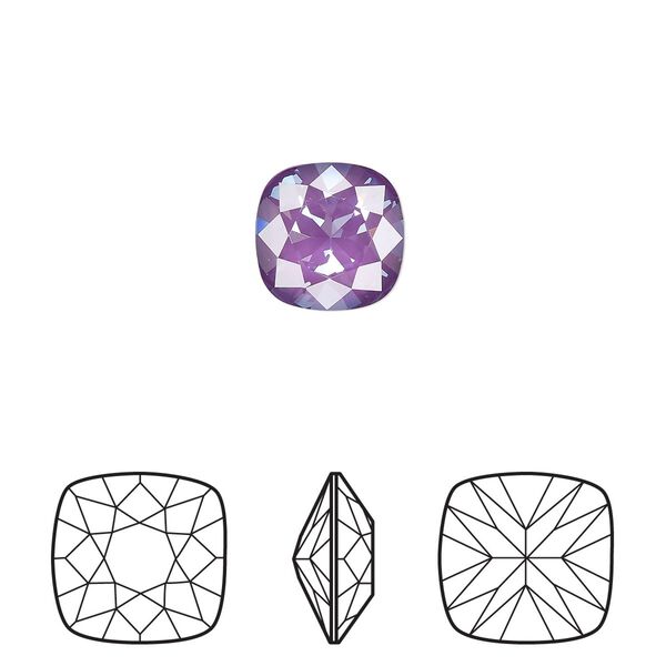Fancy stone 2pk crystal purple ignite, Crystal Passions® 10mm cushion 4470 image number 0