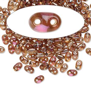 Seed bead, Preciosa Twin™ Czech glass, pkg/50g, 5x2.5mm oval, transparent Venus clear, (20202).