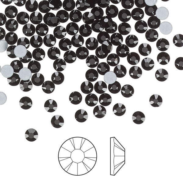 Flat back 144pk jet foil back, Preciosa MAXIMA Czech crystal rhinestone 3-3.2mm chaton rose round SS12 image number 0