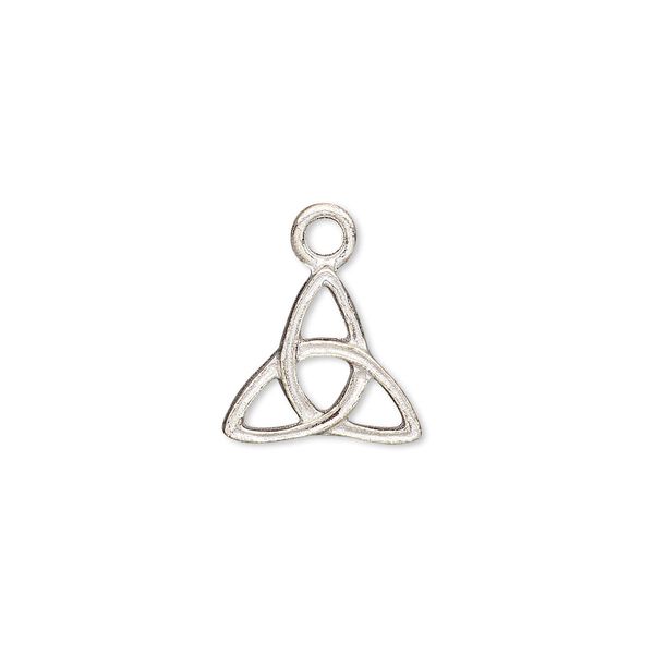 Drop, silver-plated copper, 13x12mm triple Celtic knot. Sold per pkg of 4. image number 0