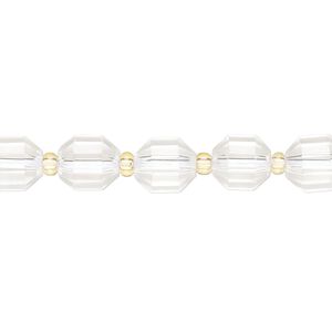 Quartz crystal 1pkg1, hand-cut faceted drum bead natural 8 inch 8mm