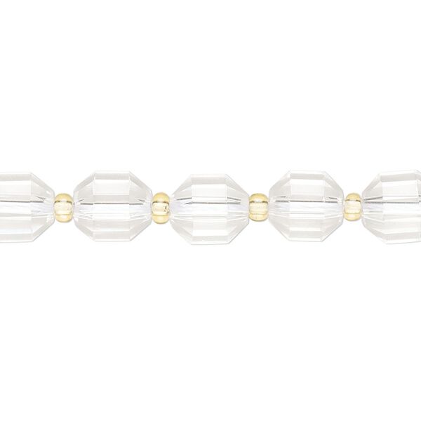 Quartz crystal 1pkg1, hand-cut faceted drum bead natural 8 inch 8mm image number 0