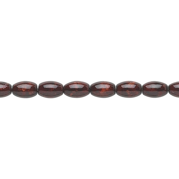 Bead, riverstone (dyed), dark red, 6x4mm oval, B grade, Mohs hardness 3-1/2. Sold per 15-1/2" to 16" strand. image number 0