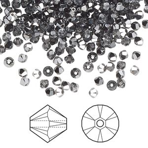 Bead 1440pk crystal light chrome, Swarovski® 3mm XILION bicone 5328