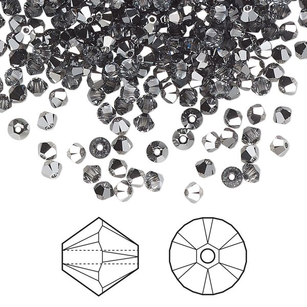 Bead 1440pk crystal light chrome, Swarovski® 3mm XILION bicone 5328 image number 0