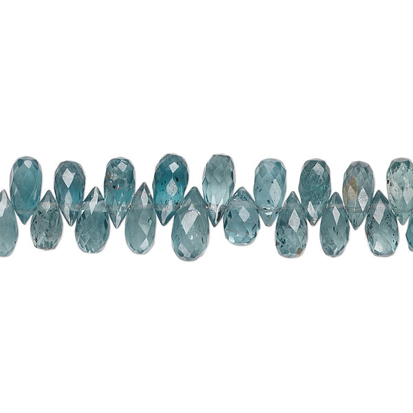 Bead, indigo kyanite (natural), 5x2mm-8x4mm graduated hand-cut top-drilled faceted briolette, B grade, Mohs hardness 4 to 7-1/2. Sold per 8-inch strand, approximately 90 beads. image number 0