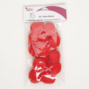 Component 1pkg15, fabric, red, 1-1/2 inch round pom-pom.