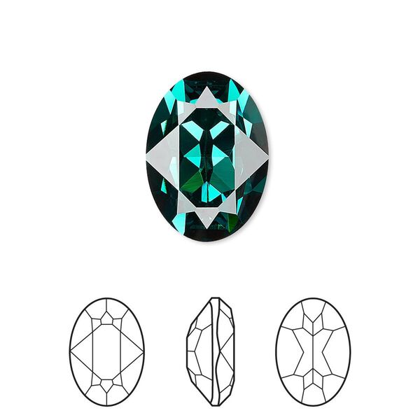 Fancy stone 6pk emerald foil back, Crystal Passions® 18x13mm oval 4120 image number 0