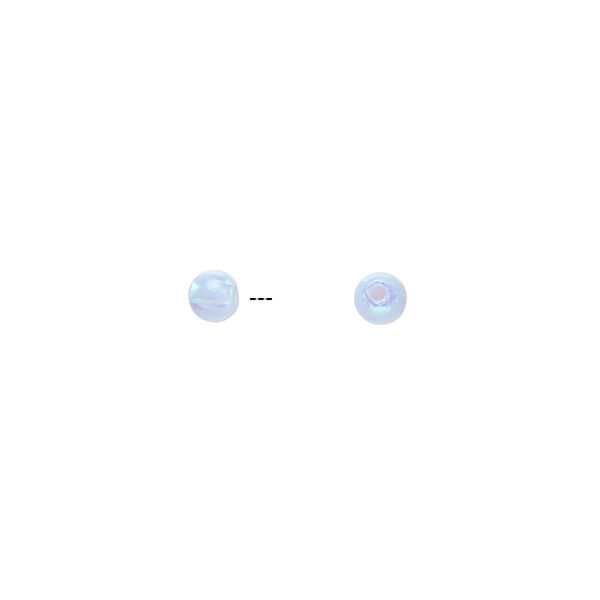 Bead, "opal" (silica and epoxy) (man-made), light blue, 4mm half-drilled round. Sold per pkg of 2. image number 0