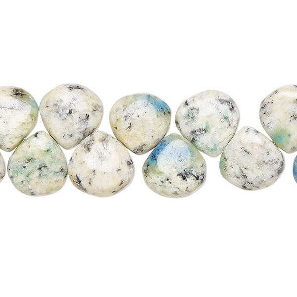 K2 "jasper" 1pkg1, hand-cut top-drilled puffed teardrop bead natural B- grade, 8 inch 9x9mm-11x10mm image number 0