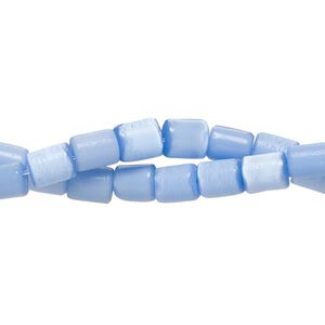 Bead fiber optic 2pk opaque blue-violet, 6x4mm-6x6mm round tube 14 inch